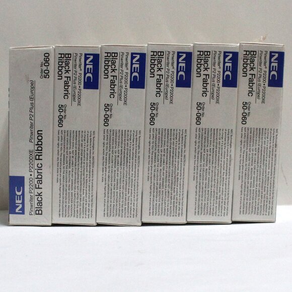 NEC Pinwriter P2200, P2200XE Black Fabric Ribbons (6) Sealed Old Stock - Picture 2 of 6